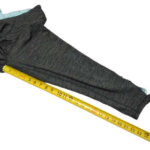 Gaiam Om Yoga Capri Leggings Gray Medium Auqa Purple Side Detail - Picture 5 of 10